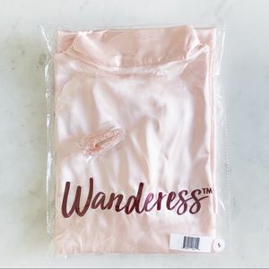 NEW Pink Satin “Wanderess” Robe + Hair Clip